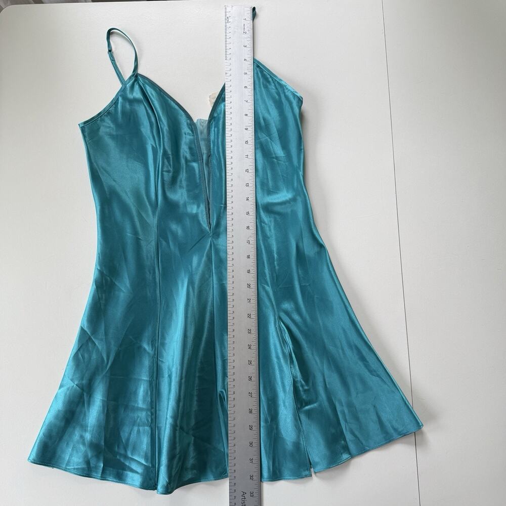 NWT Vintage Victoria’s Secret Gold Label Turquoise Satin Slip Dress Y2K 90s M - Picture 8 of 8